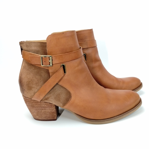 Korks Leather Joelle Boots Brown Western Boho Ankle Bootie Back Zipper Size 10 - Picture 4 of 15